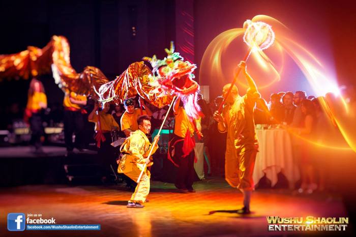 WushuShaolin	Entertainment	is	the	premiere	Chinese	Cultural	live	show production	company	in	the	industry.		Much	of	our	presentations	include	exclusive	 new	choreography,	music,	and	costumes.