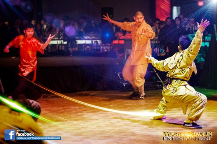 The fables monkey king in action during the live showcase entitled Legend of the Dragon, produced by Wushu Shaolin Entertainment. 